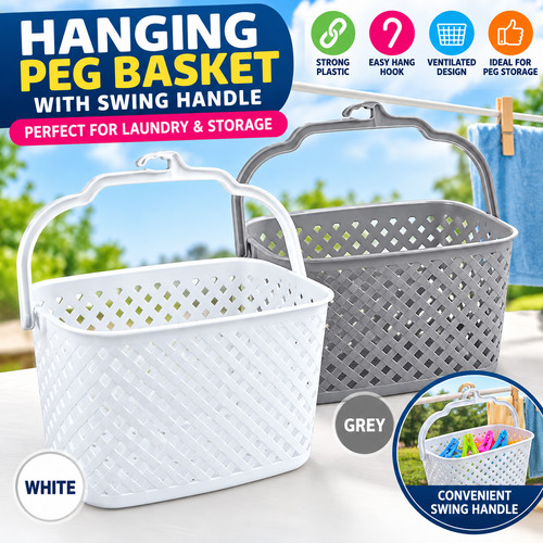 Strong plastic peg basket - basket, pegs