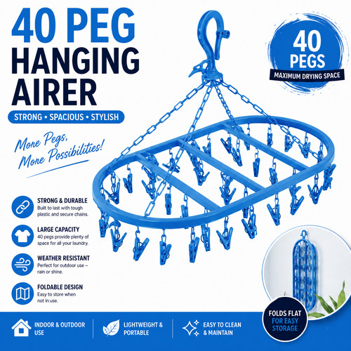 Pegs blue clothes airer - 40,